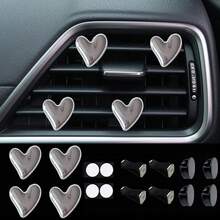 4pcs Gold & Silver Heart-Shaped Air Vent Clips, Cute Car Accessories, No Fragrance - For Decoration Only. Fashionable Design | Lightweight Metal Coated Heart Decor, Colorful Car Accessories, Punk Style Car Accessories - one-size - View 15