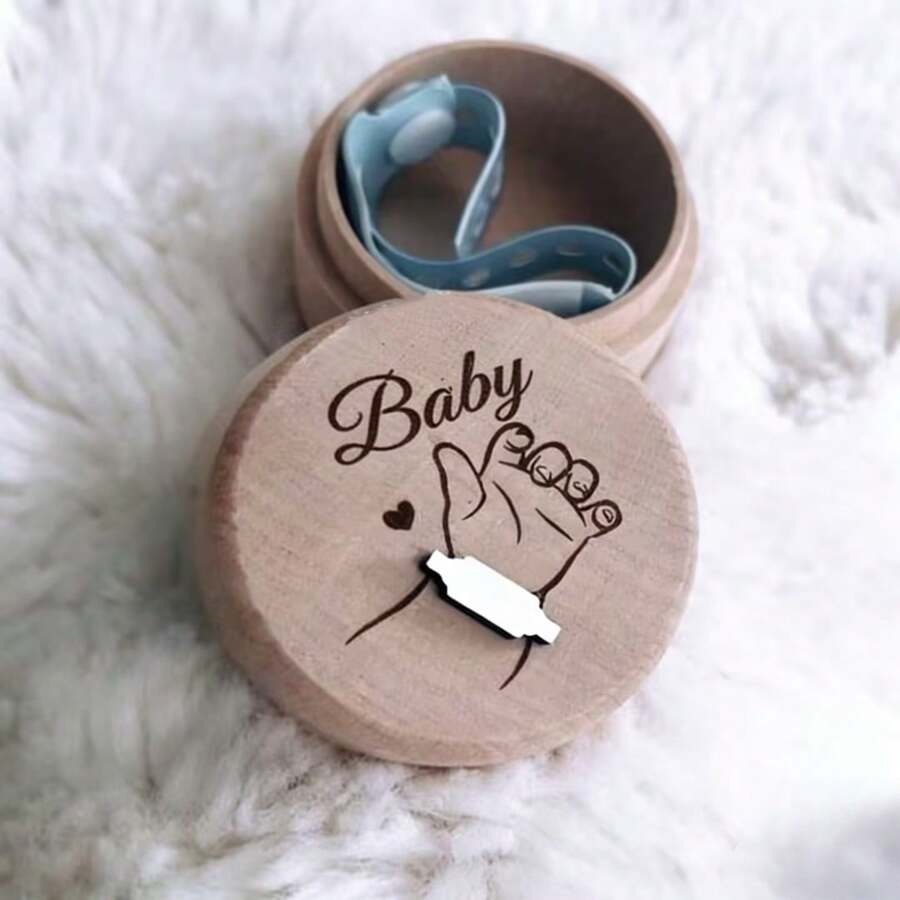 Baby Hospital Bracelet Keepsake Box Wooden Baby Birth Commemorative Bracelet Box, Christening Gift Or Champagne Color Suitable For Baby Shower Party And Christening, Baby Announcement, Baby Essentials - Birth Bracelet Box - View 1