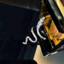 Sparkling Fashion Statement With A Delicate Zirconia-Encrusted Coiled Snake Ring - Rắn Bạc - Xem 7
