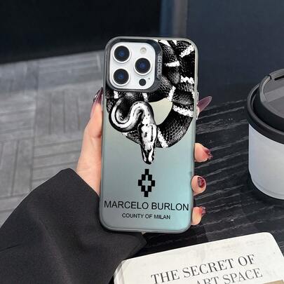 1pc Black Snake Pattern Phone Case, Fashionable Creative Gradient Color Phone Shell, Compatible With IPhone 17 Pro Max, Fits 7-17 Series/Pro/Pro Max/Plus/Air/E/Mini/X/XS/XR