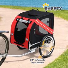 Aosom Dog Bike Trailer Pet Cart Bicycle Wagon Cargo Carrier Attachment For Travel With 3 Entrances Large Wheels For Off-Road And Mesh Screen - Red/ Black - Red1 - View 3