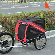 Aosom Dog Bike Trailer Pet Cart Bicycle Wagon Cargo Carrier Attachment For Travel With 3 Entrances Large Wheels For Off-Road And Mesh Screen - Red/ Black - Red1 - View 8