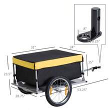 Outdoor Storage Trailer Bicycle Cargo Trailer Two-Wheel Bike Luggage Wagon Trailer With Removable Cover - Multi1 - View 2
