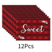 1 pieza Mantel individual con diseño de corazón, mantel de mesa de comedor, decoración navideña, mantel para desayuno, accesorio de cocina, mantel individual fácil de limpiar, adecuado para el hogar, restaurante, decoración de cocina y comedor - Multicolor - Ver 38