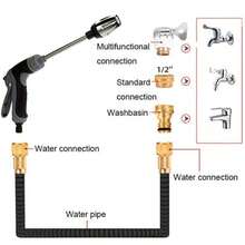 7pcs High Pressure Expandable Water Hose Car Wash Adjustable Water Gun Garden Hose Set, Universal For Europe And America, Home Car Wash Water Gun Hose Garden Expandable Cleaning Watering Spray Nozzle Kit - Dark Blue - View 7