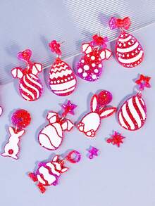 1pc Easter Themed Earring Resin Mold, Rabbit Egg Pendant Silicone Mold, DIY Cute Little Rabbit Pendant Earring Silicone Mold, Easter Egg Pendant Jewelry Drip Mold - White - View 10