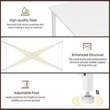 White Computer Desk, 36 Inch Small Desk With Drawers, Home Office Desk With Storage Shelves For Bedroom, Living Room, Dorm, Vanity Desk For Small Spaces, White - White - View 9