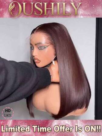 200% 密度，即戴即走，34 英寸 5*5 13*4 直发巴西原生发蕾丝前假发 - 预剪隐形发际线，耳到耳高清透明蕾丝前假发，无需胶水，逼真发际线 - #4 巧克力棕色，预拔毛人发混纺假发，前蕾丝无胶编织假发，女士佩戴方便