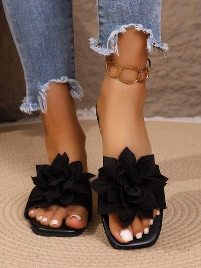 Sandalias planas tipo chanclas de moda para mujer de talla grande, pantuflas versátiles para exteriores de fácil deslizamiento