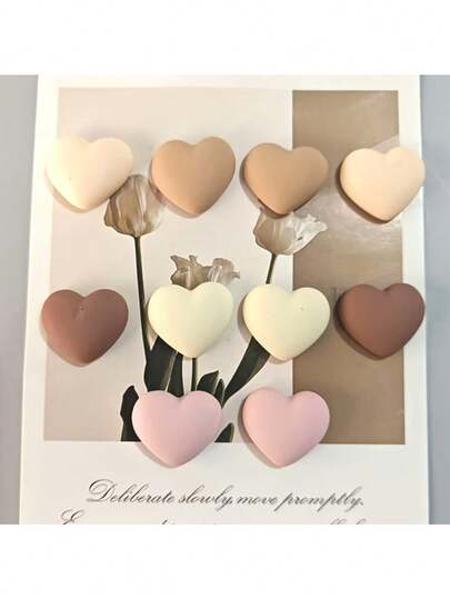 5/10pcs Premium Light-Colored Heart-Shaped Refrigerator Magnets - Minimalist Decor For Fridge, Whiteboards, Storage Cabinets, And Dishwashers, Ideal For Kitchen And Home, Elegant Valentine's Day Gift
