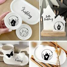 Set Of 4 German Spring-Themed Design Files Featuring Easter Bunny Patterns, UV DTF Transfer Paper, Suitable For Glass Cups - Decoration, Waterproof, Strong Adhesive, Easy To Apply - Perfect For Glass, Metal, Ceramic, And Plastic Surfaces - Multicolor - View 4