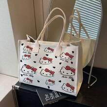 SANRIO Sac à bandoulière de haute qualité motif chat, sac fourre-tout en canevas grande capacité pour étudiant, sac à main de navetteur, sac organisateur essentiel pour l'extérieur pour femmes - Multicolore - Voir 13