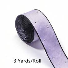 3 Yards/Roll Polyester Edged Dotted Rhinestone Ribbon, Elegant Gift Packaging Ribbon, 25mm Wedding Holiday Party Decor Ribbon, Floral Decoration Silk Tie - Multicolor - View 9