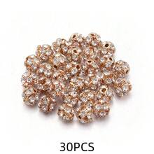 30pcs Shiny Round Beads Rhinestone Spacer Beads For Making Jewelry, DIY Bracelet Necklace - Diamond Ball - View 12