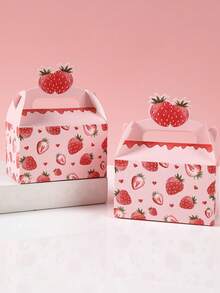 4 cajas de regalo con temática de fresa, decoraciones de fiesta de cumpleaños con temática de fresa, cajas de embalaje de regalo, bolsas de embalaje de regalo, decoraciones para baby shower, decoraciones para fiesta de revelación de género, cajas de recuerdos para fiesta de 1er cumpleaños, decoraciones de cumpleaños en rosa, decoraciones para fiesta de princesa, decoraciones para boda, decoración dulce de fresa, decoraciones de verano feliz, recuerdos para fiesta de baby shower - fresa - Ver 3