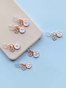 1pc Letter A/M & Flower Charm Phone Dust Plug For Type-C Interface Birthday Festival Gift - Multicolor - View 6