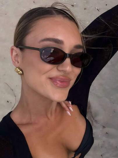 1副波西米亚风矩形镜框女士时尚眼镜，百搭，适合日常佩戴、派对、街头风、休闲、商务、约会、户外、Y2K风格。