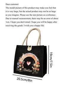 Customizable Tote Bag, Personalized Teacher's Day Gift, Mother's Day Gift, Lightweight Large Capacity Casual Fashionable Suitable, Suitable For Wedding, Birthday, Beach, Holiday, School Bag - Multicolor - View 5