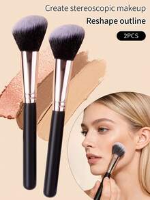 2/1pc Sickle Shaped Contour Brush, Angled Cheek Shadow Brush, Face Makeup Brush For Powder, Blush, Versatile Cosmetic Tool