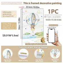 1幅帆布墙画_儿童房海报，热气球，儿童艺术，墙面装饰，图片，动物图案，礼物，波西米亚风格，婴儿用品 - 带框婴儿房墙画，完美适用于游戏室装饰、婴儿房装饰、托儿所装饰、幼儿园装饰、男孩房装饰、女孩卧室装饰、儿童房装饰。 - 彩色 - 查看 23