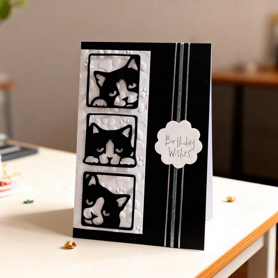 Creative Dog Photo Frame Metal Cutting Dies, DIY Scrapbooking Album And Embossing Stencil, Greeting Card Making Tool, Card Paper Cutting Crafts ,Gift Card Making Template Die Cuts. - Silver - View 1