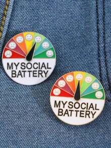 1 pieza Broche de expresión de moda (llorando, sonriendo, corazones) para el estado de ánimo y las emociones, que muestra una semana de batería social en ropa/mochilas - Multicolor - Ver 1