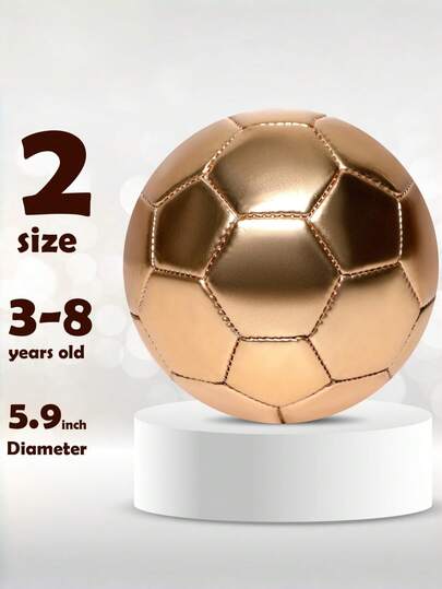 Balón de fútbol dorado - Cosido a máquina de material PVC para juegos interiores/exteriores, diseño vibrante, adecuado para entrenamiento, recreación y partidos de fútbol