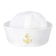 2pcs/1 Set White Sailor Cap, Unisex Navy Blue Striped Sailor Captain Hat, Adult Costume Accessory - Multicolor - View 5