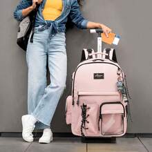 Kids Rolling Backpack With Wheels Unisex Suitcase Carry On Luggage For Elementary Middle High School Students - Berwarna merah muda - View 6