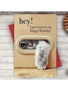 1pc Unique Cat Birthday Card, Best Gift For Family And Friends, Happy Birthday Card With Envelope, Unusual Things, Cute Aesthetic Items - 賀卡+信封 - 查看 5