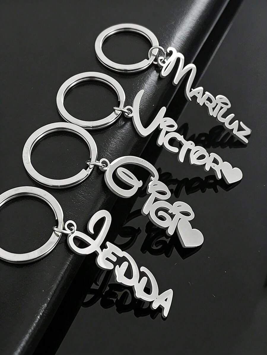 Customized Personalized Stainless Steel Name Keychain - Custom Letter Pendant, Optional Fonts, Unique Gift, Perfect For Daily Use. Fashionable, Popular, Great For Family And Friends - Multicolor - View 1