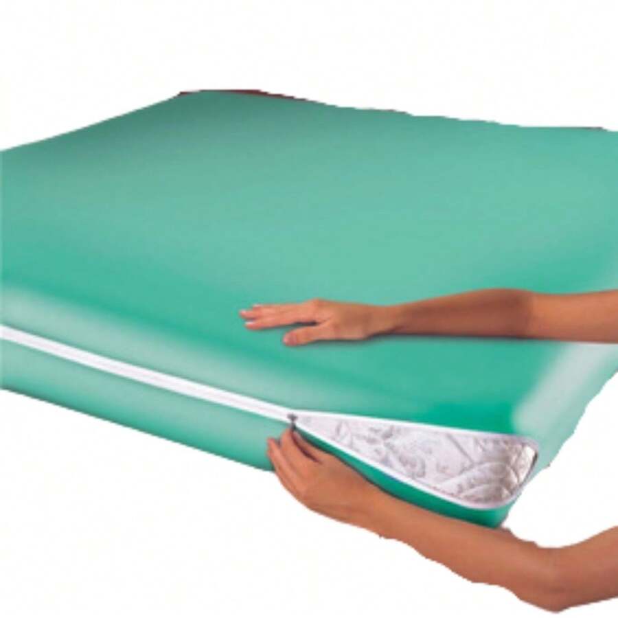 Double Mattress Cover, Polyester Fabric - Green - View 1
