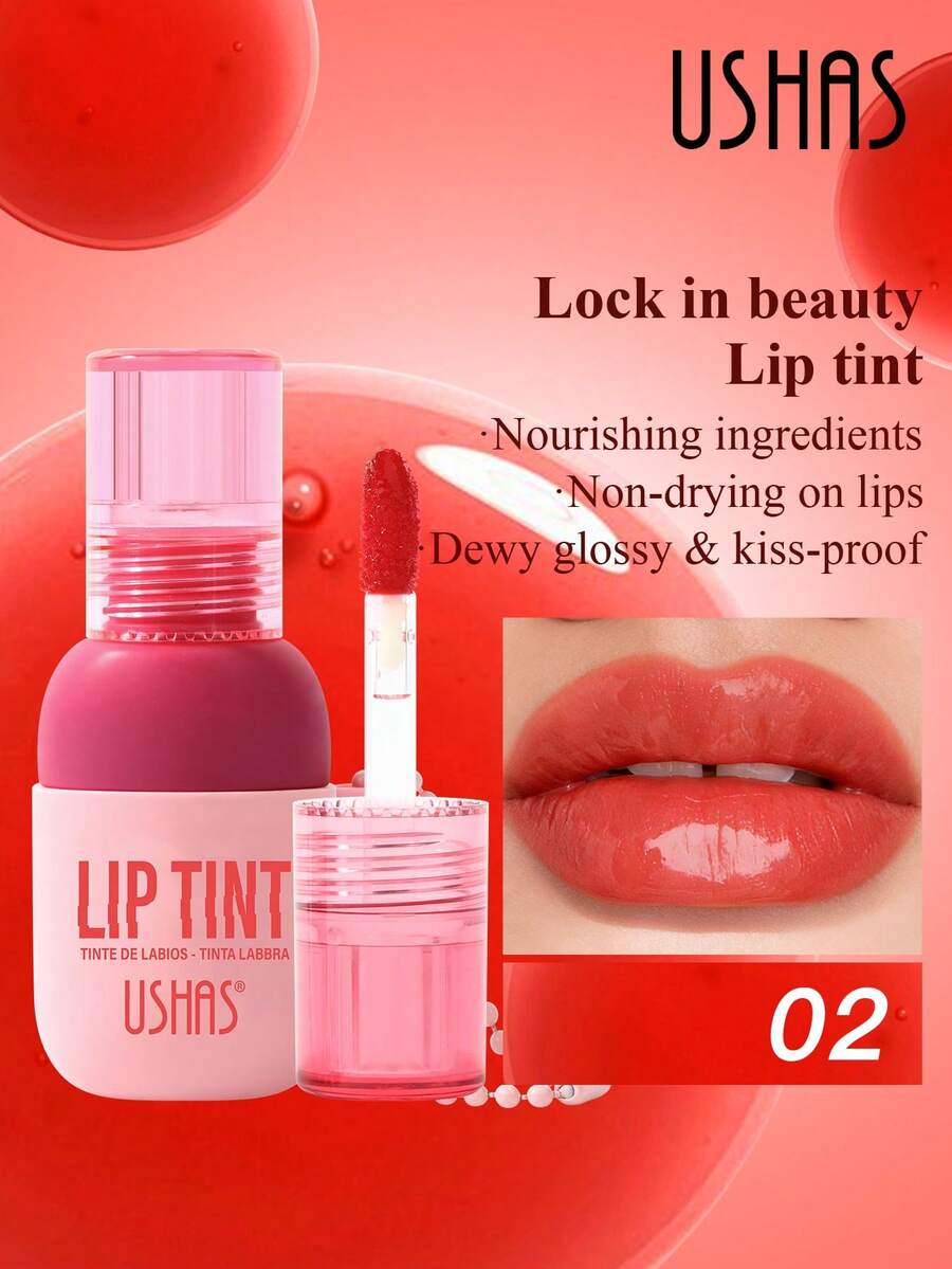 USHAS Fruit Juice Lip Tint, Pendant Design, 3 Color Options, Lightweight & Moisturizing, Fruit-Inspired Shades For Everyday, Essential Makeup For Holidays & Gifts, Creates Hydrated Lip Look - #02 - 查看 1