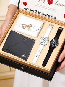 4pcs Romantic Couple Watch Set - Men's & Women's Watches + Wallet, Perfect Gift For Him On Valentine's Day, Birthday, Thanksgiving, Etc. - Multicolor - View 12