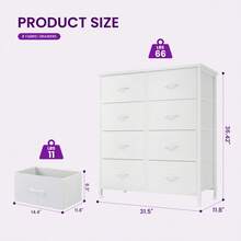 Sweetcrispy 8 Drawer Dresser For Bedroom, Fabric Storage Organizer With Sturdy Metal Frame, Wooden Top Chest Of Drawers For Closet Entryway Guest Room - trắng - Xem 2