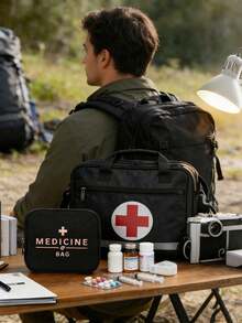 Tragbare Reise-Medikamenttasche, Muster mit "MedikamentTASCHE" und Muster, tragbare Camping-Medikamenttasche, kompakte Erste-Hilfe-Tasche, Version für Reise und Zuhause, tragbare Aufbewahrungstasche, kleine Medikamenttasche, praktische Medikamenttasche, Notfallausrüstung, in verschiedenen Farben erhältlich, für den täglichen Gebrauch/Outdoor/Reisen, unverzichtbar für gesundheitsbewusste und unterwegs Nutzer, Muss-haben Medikamentisches Zubehör, täglicher Gesundheitsorganisator, Raumdekoration - Verschiedenfarbig - Übersicht 2