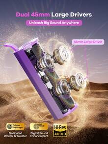 REMAX Dual 4.5" Bass Portable Bluetooth Speaker With Dynamic RGB Lights, 1800mAh Rechargeable Battery, Bluetooth 5.3 With TWS Pairing, TF Card Playback And Hidden Strap For Outdoor, Party, Cycling - WD-12 - View 3