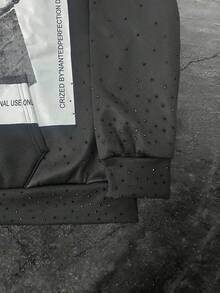 Men's Y2K Letter Print Zip Hoodie / Cargo Pants Streetwear Oversized Pullover And Joggers - 黑色上衣 - 查看 3