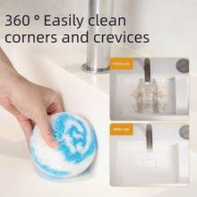 1pc Blue Sponge Ball Desktop Cleaning Ball, Bathroom Sink Scrub Brush, Washbasin Cleaning Ball - Multicolor - View 5