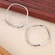 DIYCCPC Oversized Silver-Plated Hoop Earrings, Thick & Large Exaggerated Round Circle Earrings, European And American Style Jewelry - Silver - View 6
