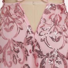 Women's Spaghetti Straps Sparkly Sequins A Line Swing Party Nightclub Dance Mini Dress Above Knee Length - Màu hồng đào - Xem 6