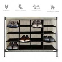 zxr Simplify - 16 pares de zapateros con cubierta apilable almacenamiento y organización clóset recámara entrada color gris82 - Gris - Ver 6