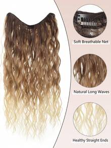 Tóc nối kẹp tổng hợp, tóc nối liền khối hình chữ V, tóc nối tổng hợp, tóc nối sóng nước dài 24 inch cho bé gái và phụ nữ, miếng tóc xoăn phủ kín đầu. - Nhiều màu - Xem 7