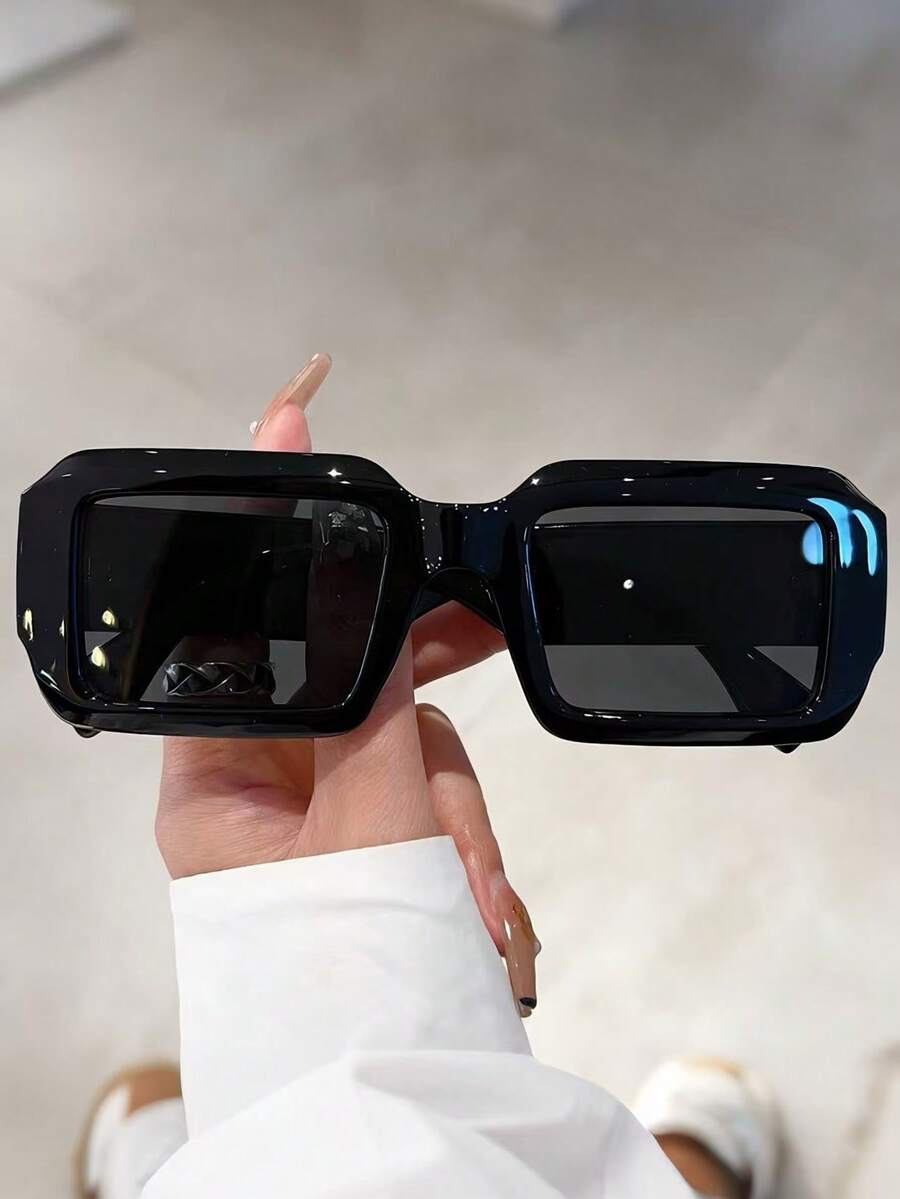 1副/2副时尚方形宽腿复古眼镜，用途广泛，适合旅行、驾驶、街头摄影 - 彩色 - 查看 1