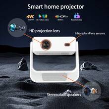 New Flagship A2Pro Smart Projector, Equipped With Android 12 System, Built-In Touch Screen, 1080P Native Resolution, WIFI6, Rotary Speaker, Auto Obstacle Avoidance & Focus, 16:9 Aspect Ratio, Suitable For Home Theater, Smartphone & Computer Projection, Video Wall Projection, Multimedia Presentation, Modern Smart Small Device, High-Definition Lens