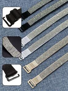2/4pcs Rhinestone Solid Color Bra Straps, Women's Lingerie Strap Accessories - Suitable For Dresses And Daily Wear - Multicolor - View 1