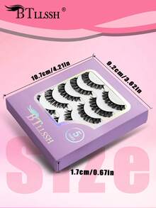 【2片/4片装】3D立体纤长假睫毛，多层卷翘黑色羽毛效果，打造自然蓬松妆容 - 黑色 - 查看 3