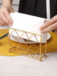1个金色创意铁艺餐巾架，多种款式可选，优雅镂空底部设计，承重力强，精致装饰餐桌、厨房、客厅，兼具艺术性和实用性，餐厅必备。 - 彩色 - 查看 11