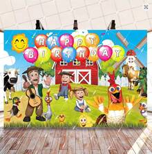 Cartoon Zenon Farm Themed Birthday Party Supplies, Photo Backdrop, Party Banner Poster, Photography Props For Photo Studios. 01 - A - Xem 1