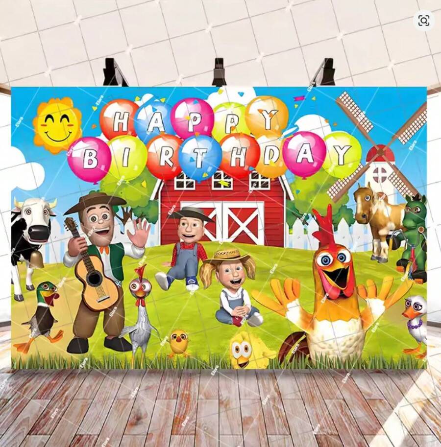 Cartoon Zenon Farm Themed Birthday Party Supplies, Photo Backdrop, Party Banner Poster, Photography Props For Photo Studios. 01 - A - Xem 1